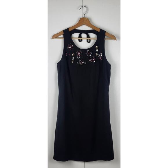 Sandro Paris Knit Embellishment Floral Beaded Gem Sleeveless Mini Dress | 2 - Picture 1 of 10